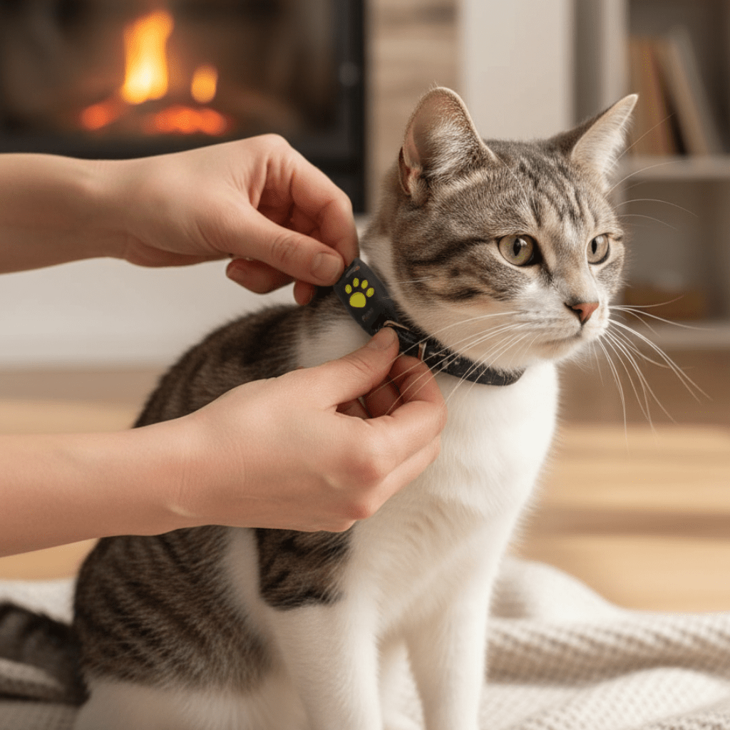 Compacte Katten GPS Tracker voor real-time locatiebepaling; abonnementvrij, veilige huisdierbeveiliging.