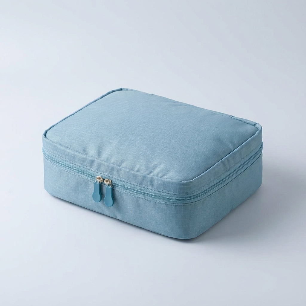 Makeuptas dames, open met zicht op de praktische vakjes voor nette organisatie van cosmetica.