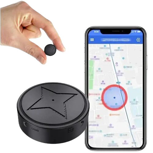 Compacte mini GPS tracker met microfoon voor real-time voertuigbeveiliging en audio opname.