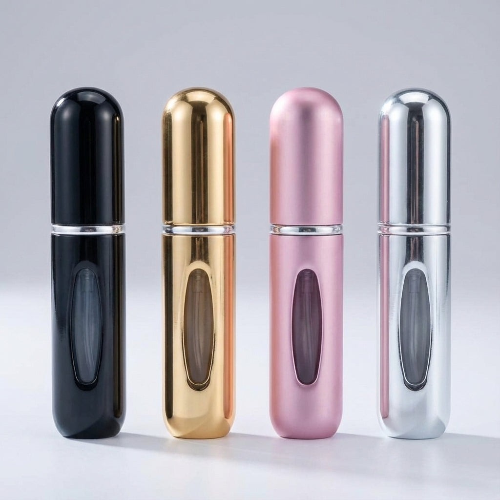Praktische navulbare parfumverstuiver, geschikt voor handbagage; onmisbaar voor reizen en dagelijks gebruik.