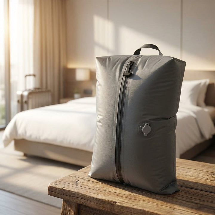 Compacte opvouwbare reis compressietas. Ideaal als ruimtebespaarder voor kleding en bagage.