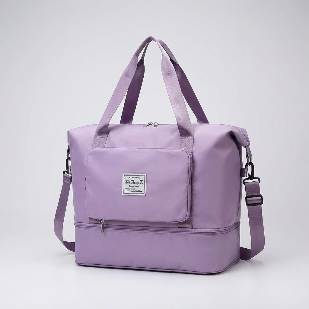 Praktische opvouwbare sporttas met trolleyhoes, perfect als handbagage of extra tas.