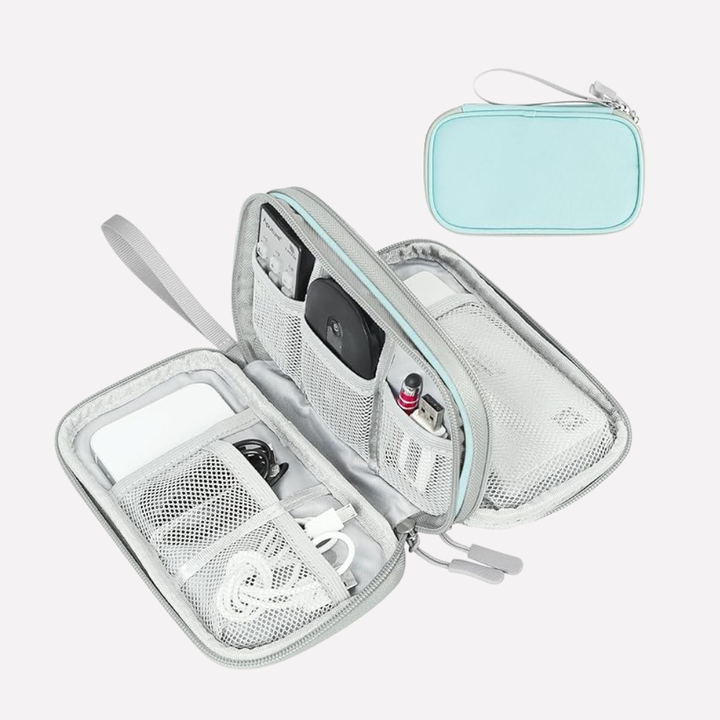 Praktische tech pouch, dubbele laag, voor het geordend houden van al je elektronica gadgets.