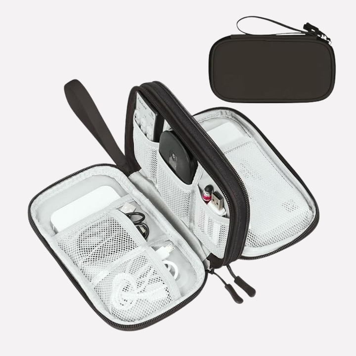 Efficiënte opslagtas voor elektronica, perfect voor kabels, adapters en gadgets tijdens reizen.