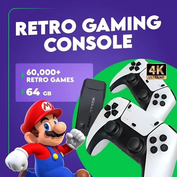 Retro gameconsole voor multiplayer plezier, inclusief klassieke spellen. Ideaal voor familie en vrienden.