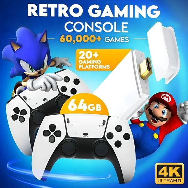 Stijlvolle retro gaming console met toegang tot meer dan 60.000 klassieke en arcade spellen. Cadeau-idee.