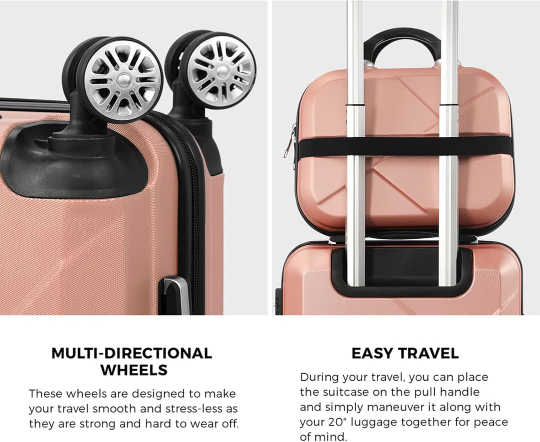Stijlvolle roze 2-delige JetTrek reisset, perfect voor compact reizen en weekenduitjes.