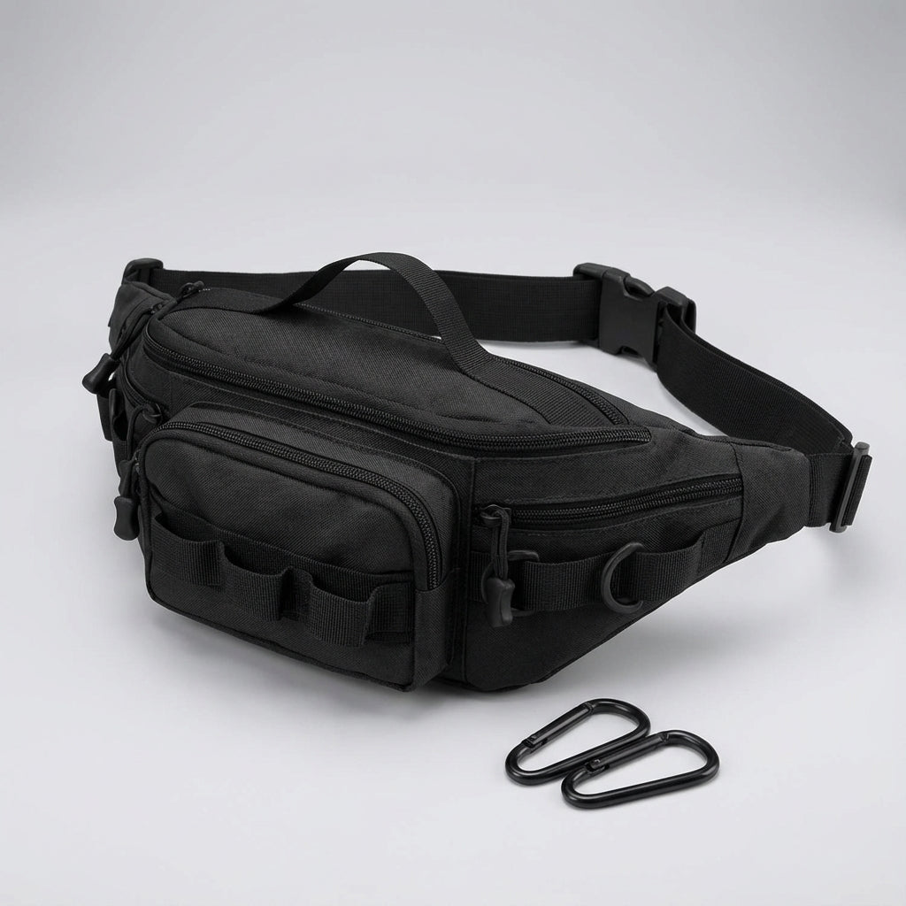 Veelzijdige tactische heuptas, ook als crossbodytas te dragen, praktisch voor stadsgebruik of als festivaltas.