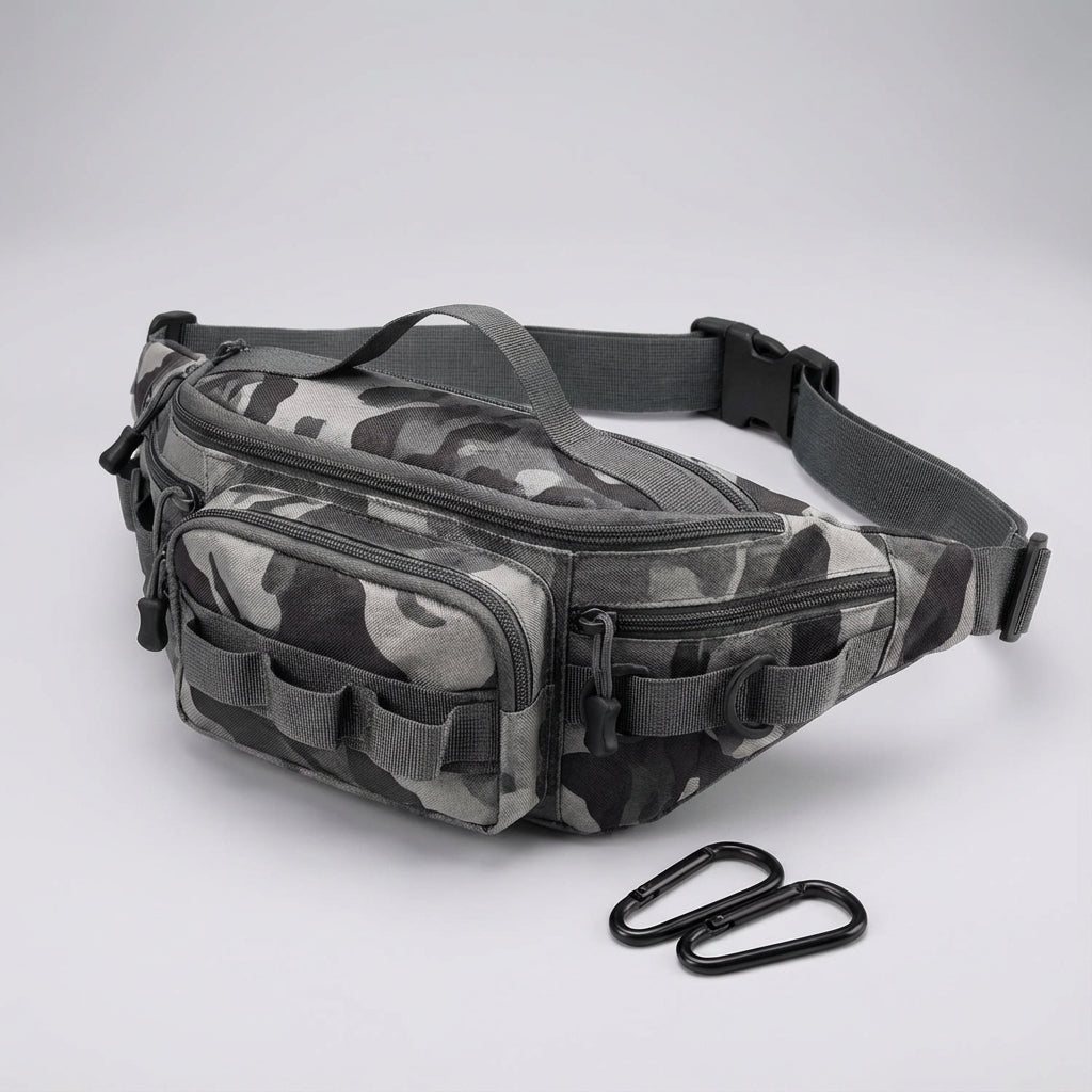 Compacte tactische heuptas met Molle-systeem voor extra uitbreiding en bevestiging van accessoires, functioneel outdoor.