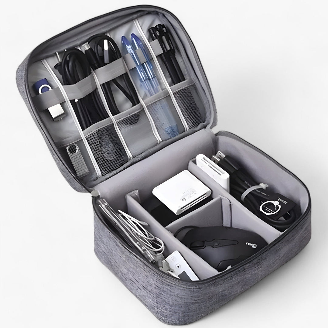 Waterafstotende gadget organizer, beschermt je tech-accessoires zoals opladers en oortjes tijdens elke reis.
