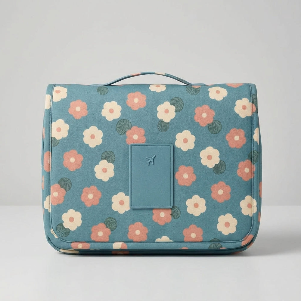 Hangende compacte Toiletryx toilettas organizer, perfect voor droge en toegankelijke reisbenodigdheden onderweg.