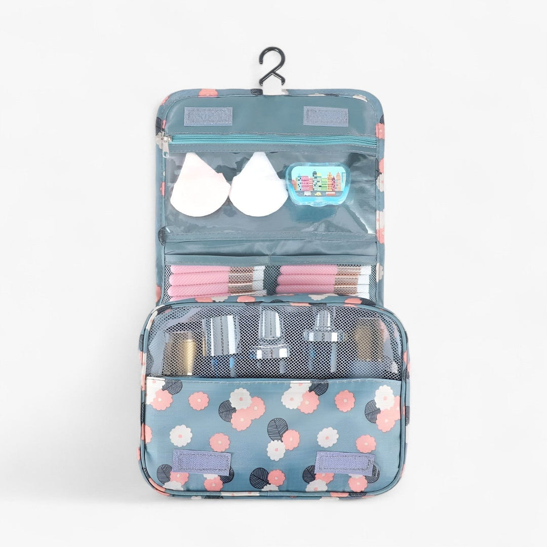 Waterafstotende compacte Toiletryx toilettas, ideaal voor het droog houden van vakantie-reisbenodigdheden.
