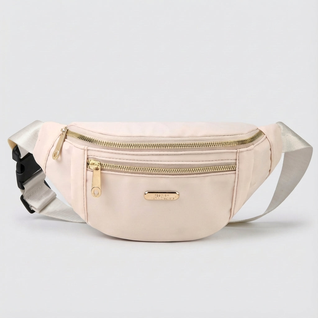Duurzame nylon heuptas LightPouch, bestand tegen alle weersomstandigheden, essentieel voor reizigers en outdoorliefhebbers.