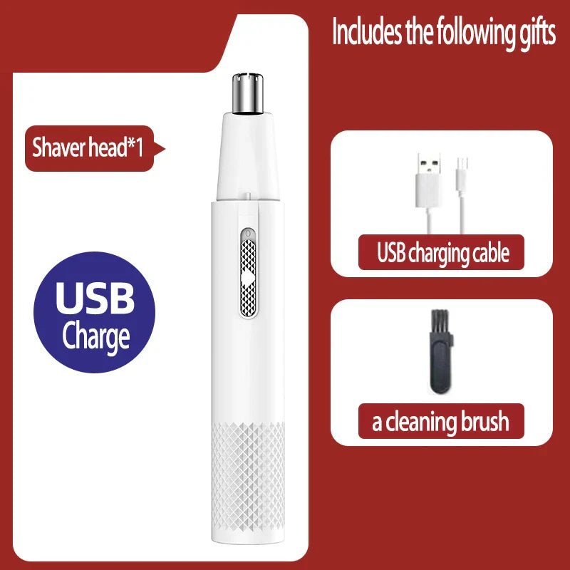 Efficiënte, draagbare USB oplaadbare trimmer voor neus en oren. Zorgt voor moeiteloze persoonlijke verzorging.