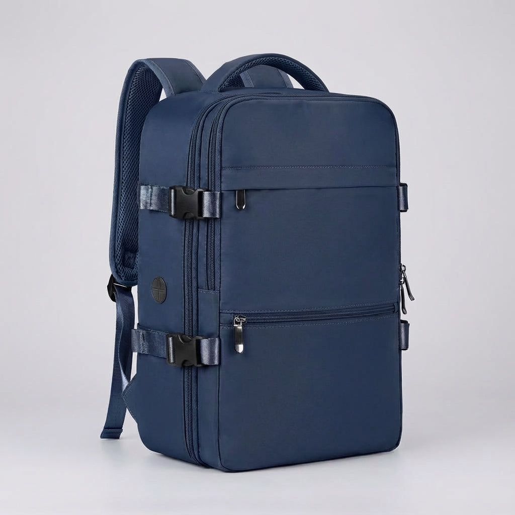 Duurzame SkyGuardBag waterbestendige reisrugzak. Compact cabineformaat voor zorgeloze handbagage reizen.