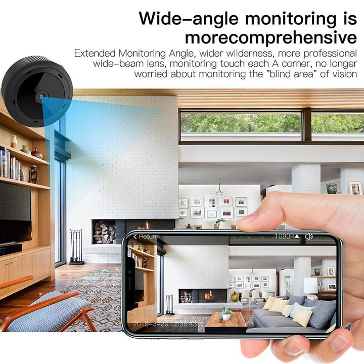 Betrouwbare beveiligingscamera met bewegingsdetectie. Draadloze mini wifi camera voor thuis.