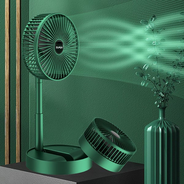 Compacte WindBlazer draagbare USB ventilator, ideaal voor verkoeling onderweg, op kantoor of tijdens reizen.