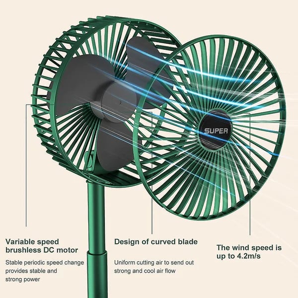 Stille WindBlazer elektrische ventilator met USB-voeding, perfect voor een verkoelende bries in de zomer.