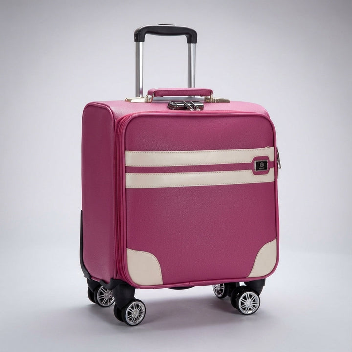 Stijlvolle bruine compacte reistrolley, perfect als handbagage koffer met soepele spinner wielen.