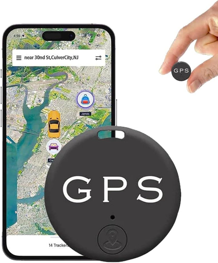Compacte zwarte magnetische mini GPS tracker voor real-time voertuig tracking en antidiefstalbeveiliging.