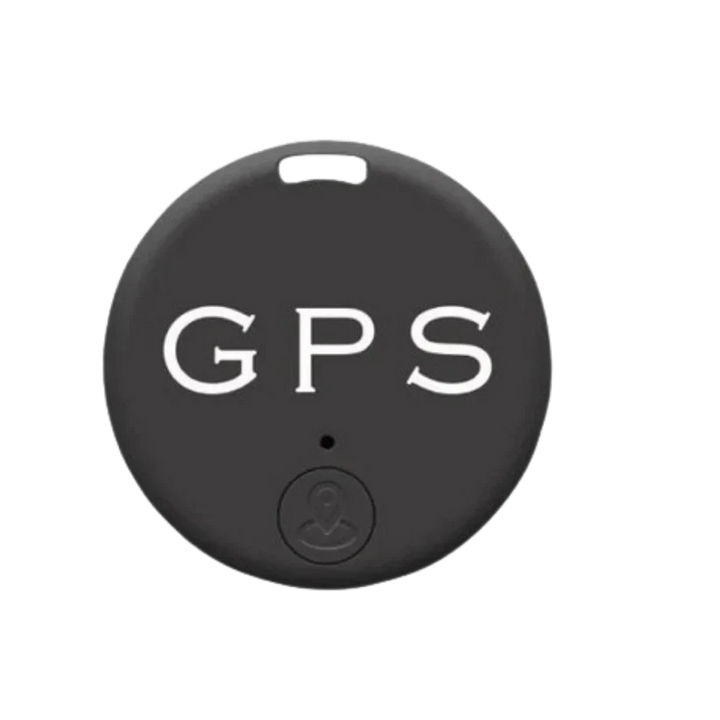 Close-up van de mini GPS tracker met sterke magneet, benadrukkend real-time tracking en lange batterijduur.