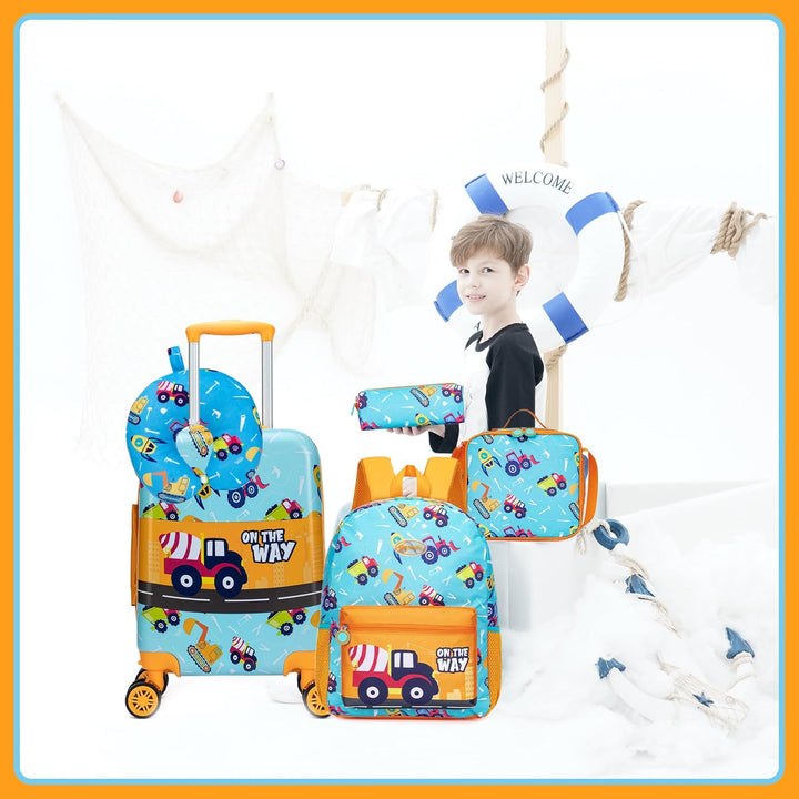 Kinderkoffer 16" met Game Day design, harde schaal en soepele 360° spinnerwielen voor cabinebagage.