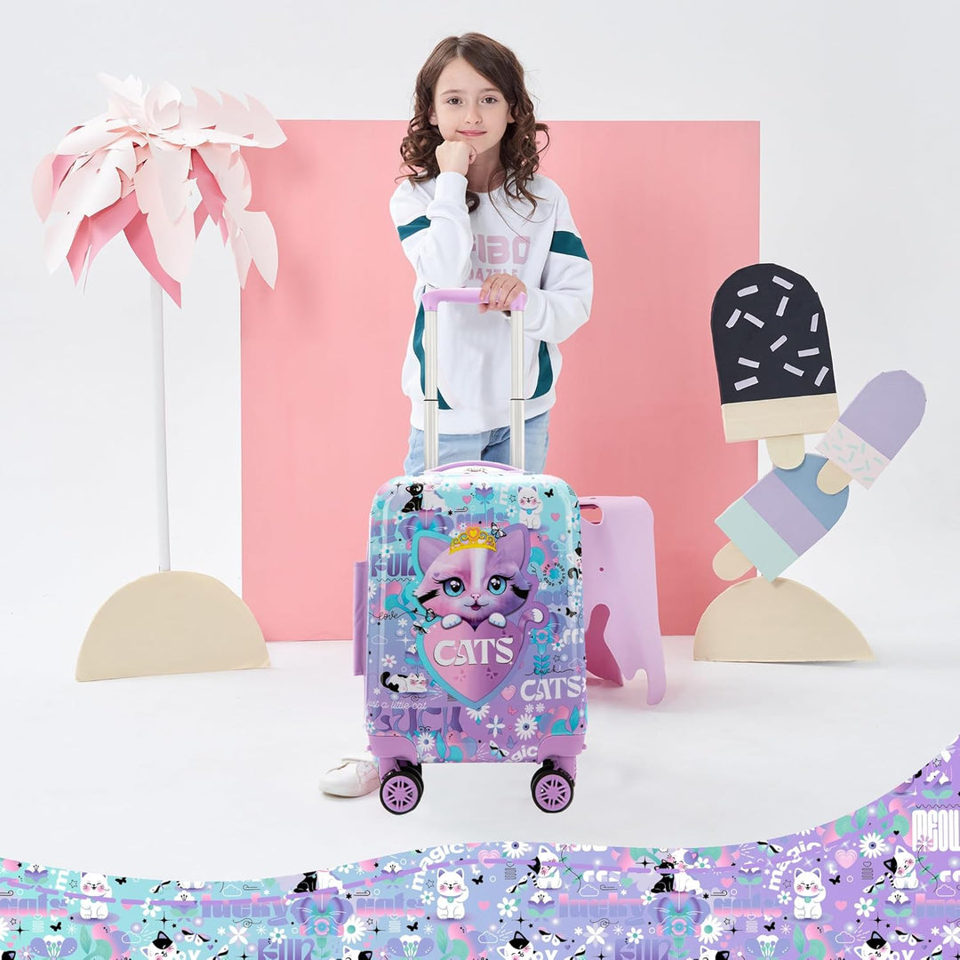 Kinderen met Game Day bagage op de luchthaven, gemakkelijk onderweg met hun eigen spullen.