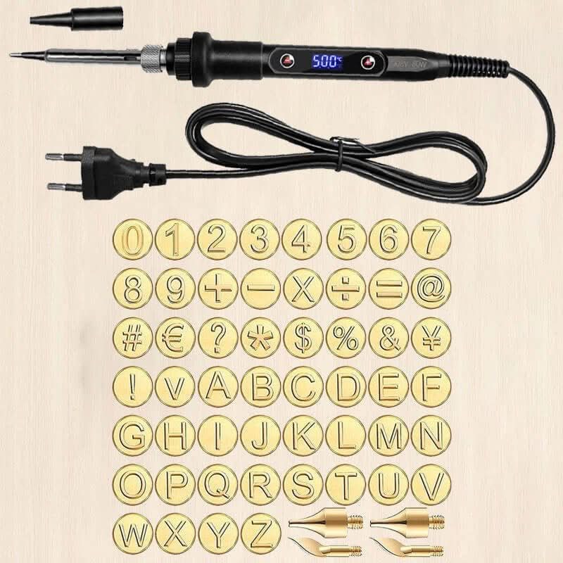 Uitgebreide graveerset voor hobbyisten, met 58 accessoires en instelbare temperatuur voor diverse graveertechnieken.