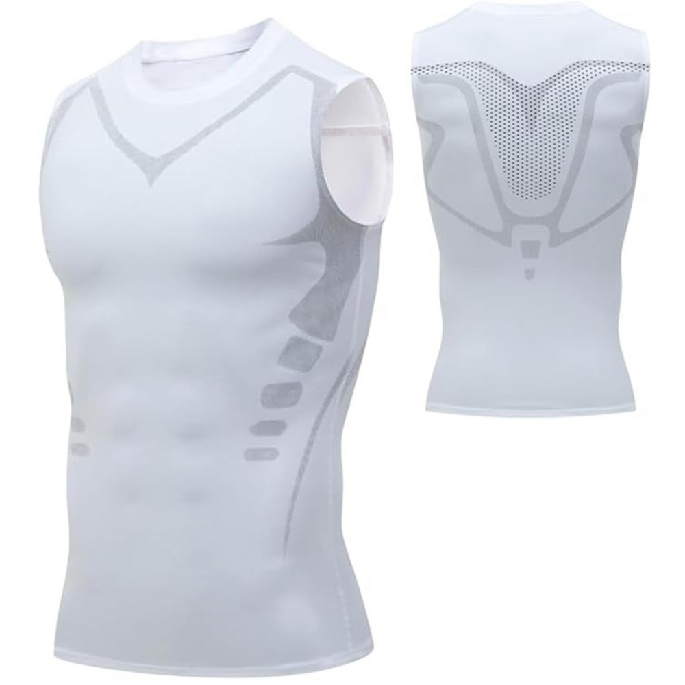 Man draagt CoreForm bodyshape ondershirt, voor een strakke buik en borst met optimale ondersteuning.