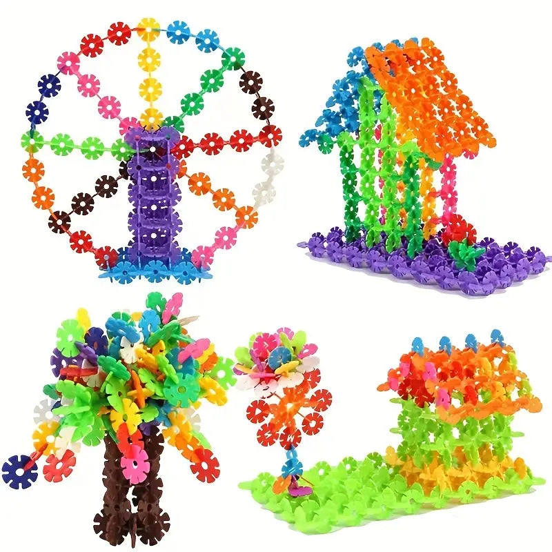 CreaDiscs bouwschijven in gebruik; kinderspeelgoed dat creativiteit en ruimtelijk denken stimuleert.