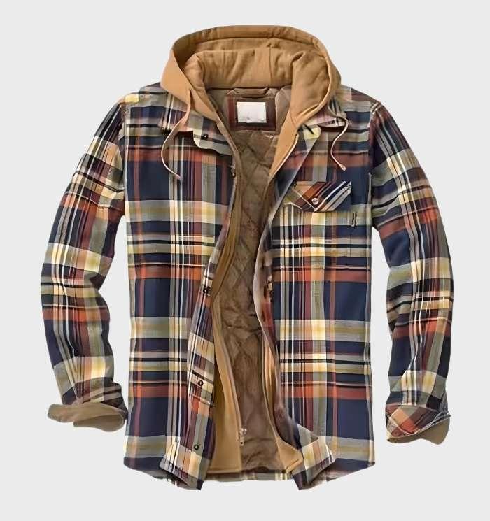 Heren gevoerd geruit overshirt in marineblauw
