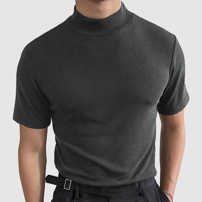 Garderobe essential: een comfortabel heren T-shirt met standkraag, luxe stretchstof voor elke outfit.
