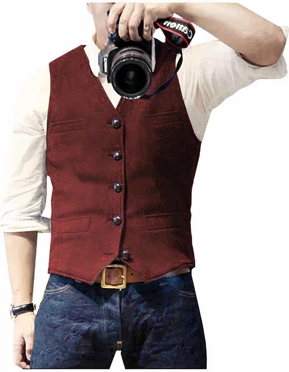 Klassiek heren vest met nette knopen. Geschikt voor een formele of casual stijl, veelzijdig en tijdloos.