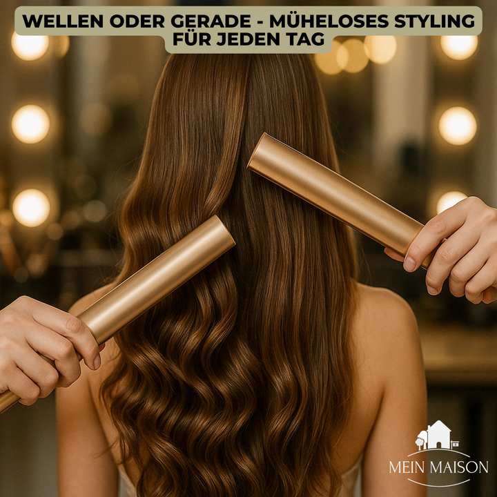 Ergonomische 2-in-1 haarstyler voor dames, combineert stijlen en krullen voor professionele haarstyling.
