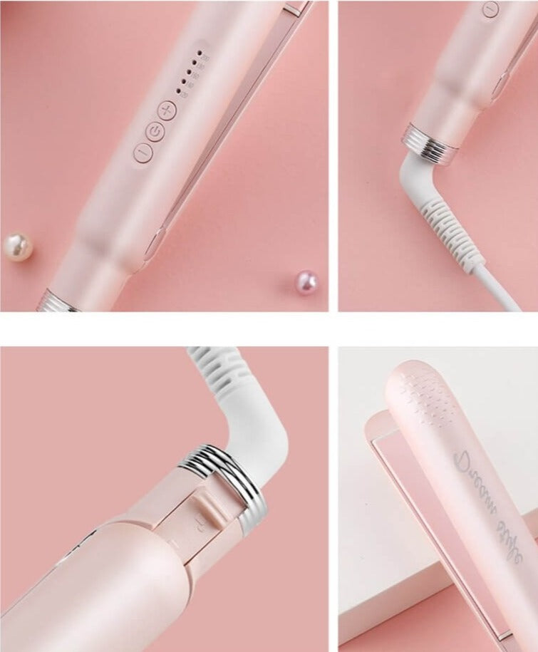 Dames 2-in-1 haarstyling tool: krultang én stijltang voor professionele resultaten thuis of onderweg.