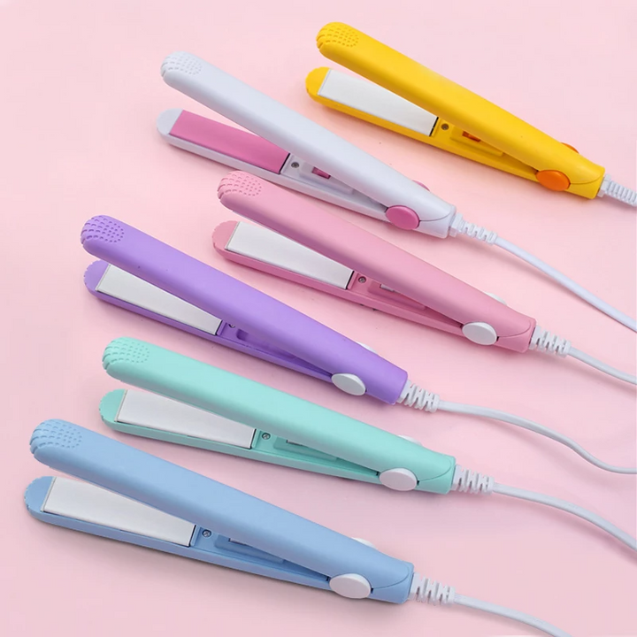 Dames 2-in-1 mini krultang en stijltang met keramische platen voor perfecte haarstyling onderweg.