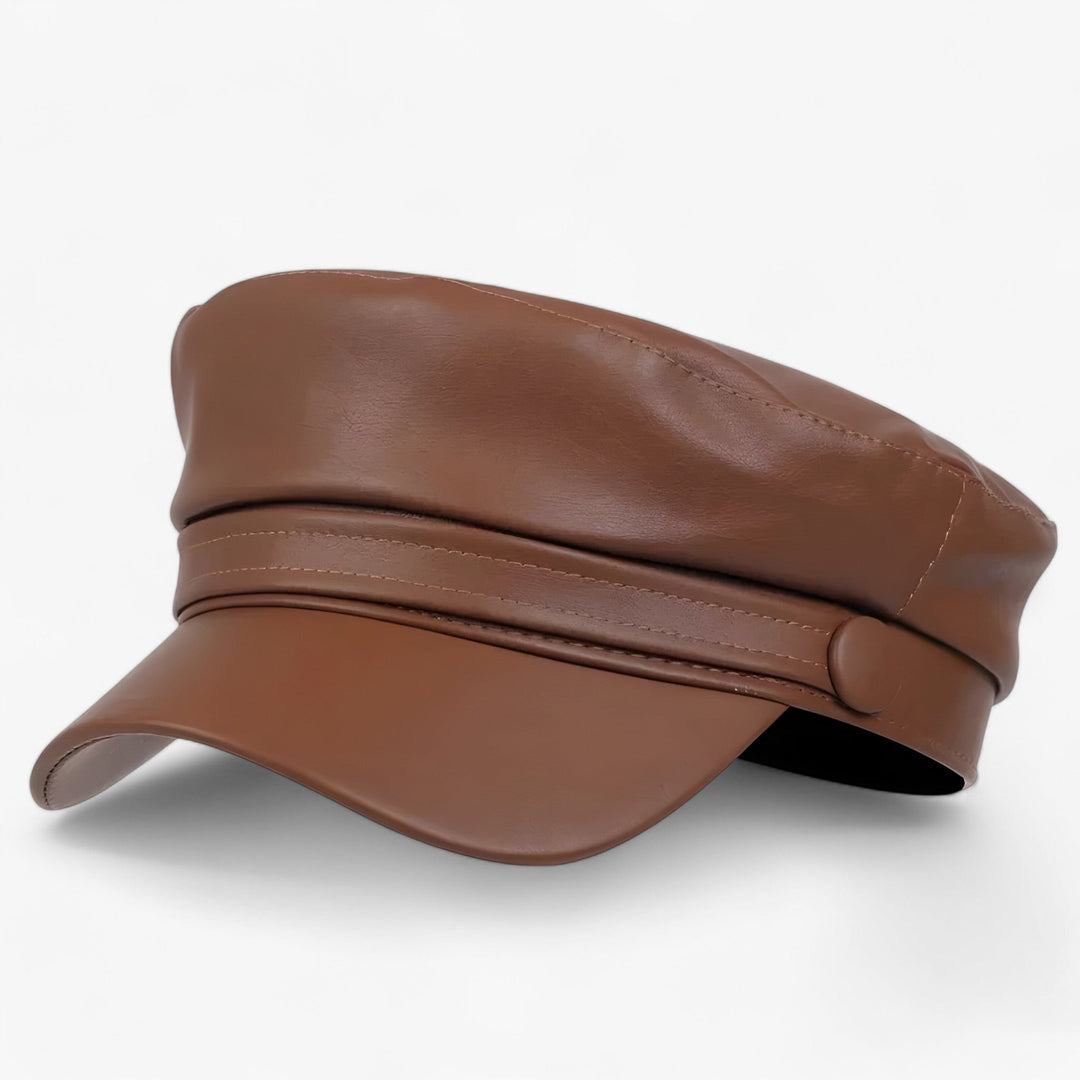Trendy dames mode accessoire: achthoekige schippermuts van hoogwaardig PU-leer.
