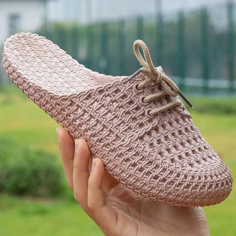 Ademende Linaya dames outdoor loafers met open teen; comfortabele slip-ons voor zomer en strand.