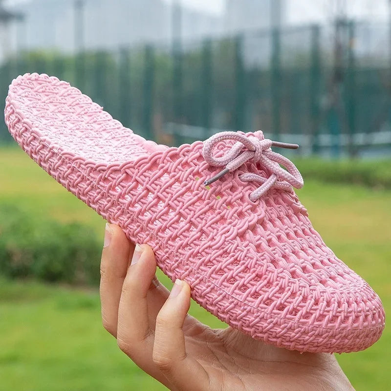 Dames Linaya outdoor loafers, ademend en met open teen, voor comfortabele zomerse dagen buiten.
