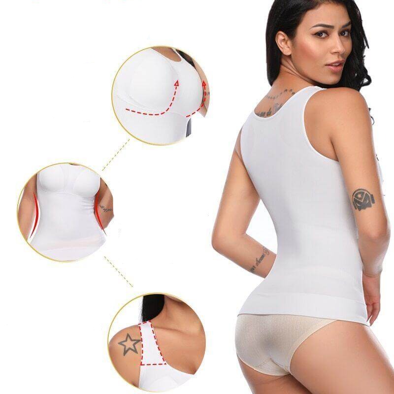 All-in-one dames afslankende cami body shaper, figuurcorrigerend en ondersteunend. Perfecte onderkleding.