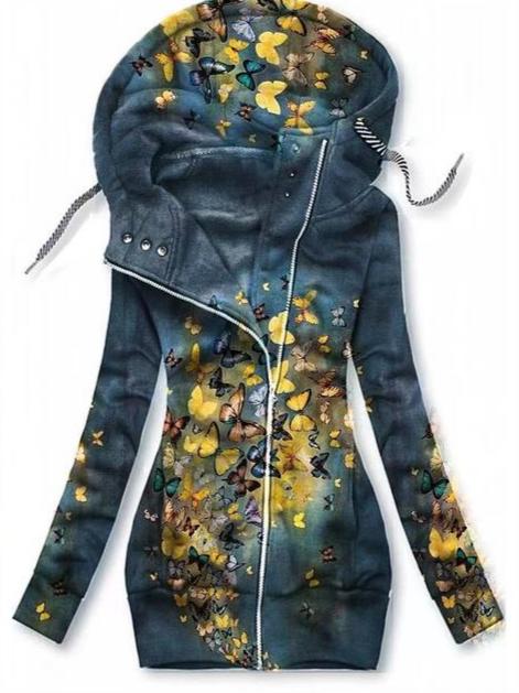 Alina dames comfort cardigan met vlinderprint, stijlvol, warm en comfortabel voor herfst en winter. Elegante look.