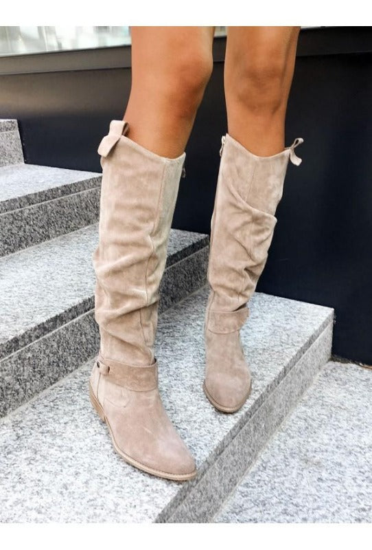 Trendy Allison kniehoge dameslaarzen; combineert herfstmode met wintercomfort.