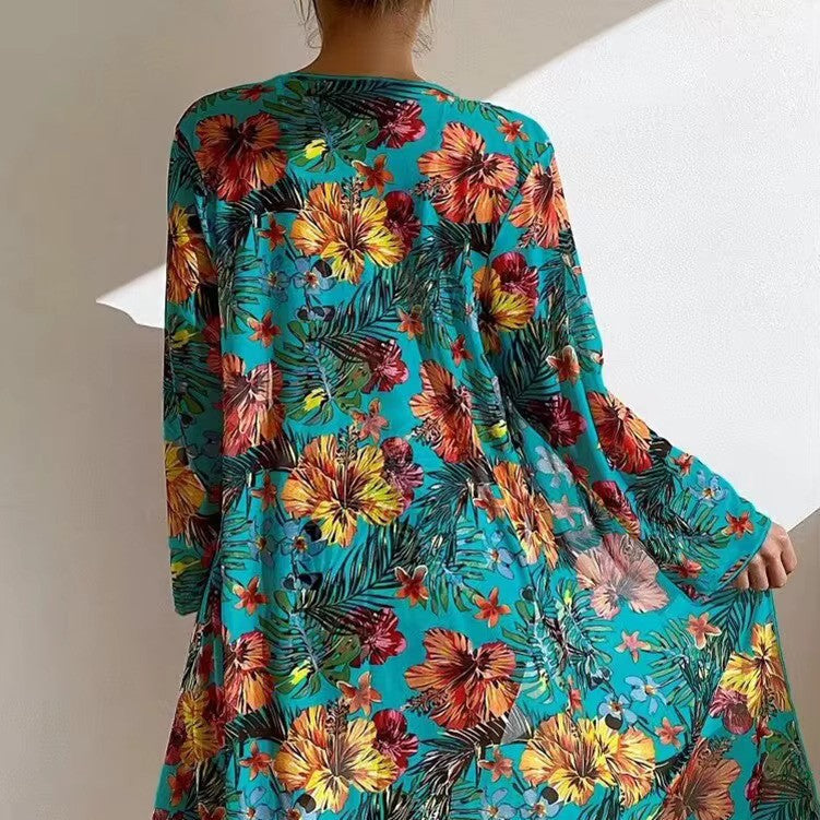Trendy dames badkleding: complete bikiniset hoge taille met chique cover-up voor een modieuze look.