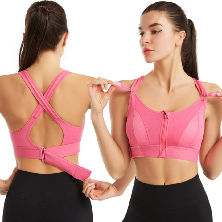 Dames sportbh anti-stuit, EefkesBra, gedragen tijdens workout. Perfecte ondersteuning voor hardlopen en fitness.