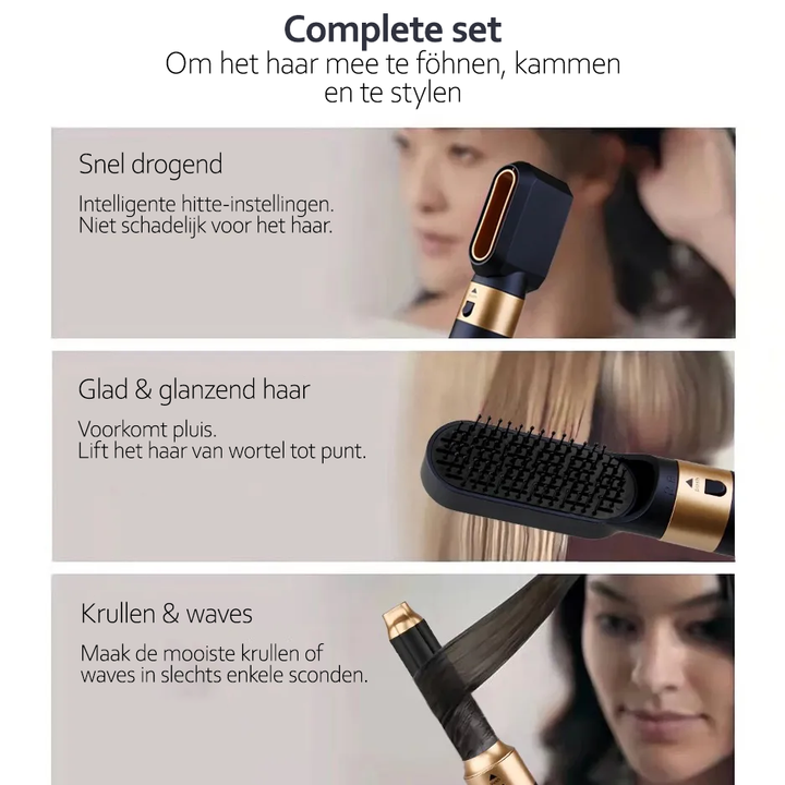 AuraStyle föhnborstel opzetstuk voor snel drogen en extra volume, met ionische anti-pluis technologie.