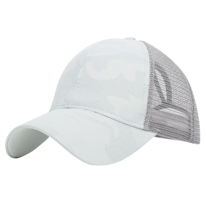 Zomerse dames baseballcap Leona, met handige opening voor paardenstaart, voor buiten.