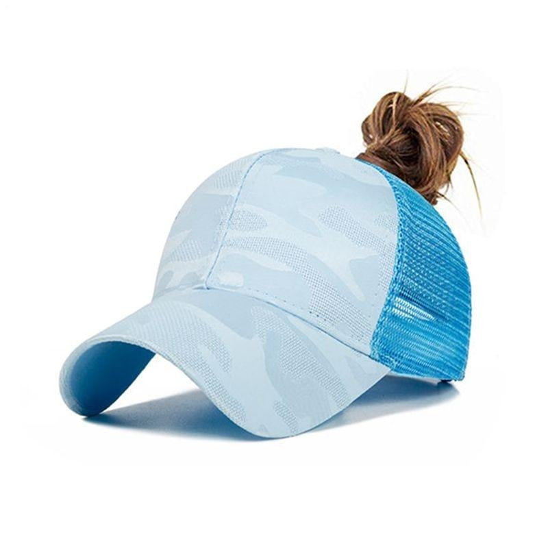 Zonwerende dames baseballcap, verstelbaar met klittenband, ideaal voor buitenactiviteiten.