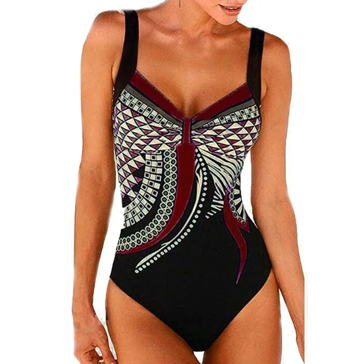 Dames bedrukt badpak met trendy print, perfect voor strand en zwembad. Flatterende pasvorm.