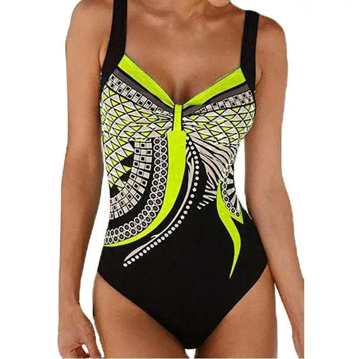 Stijlvol dames badpak voor vakantie, zwembad of strand. Trendy print en sneldrogend materiaal.