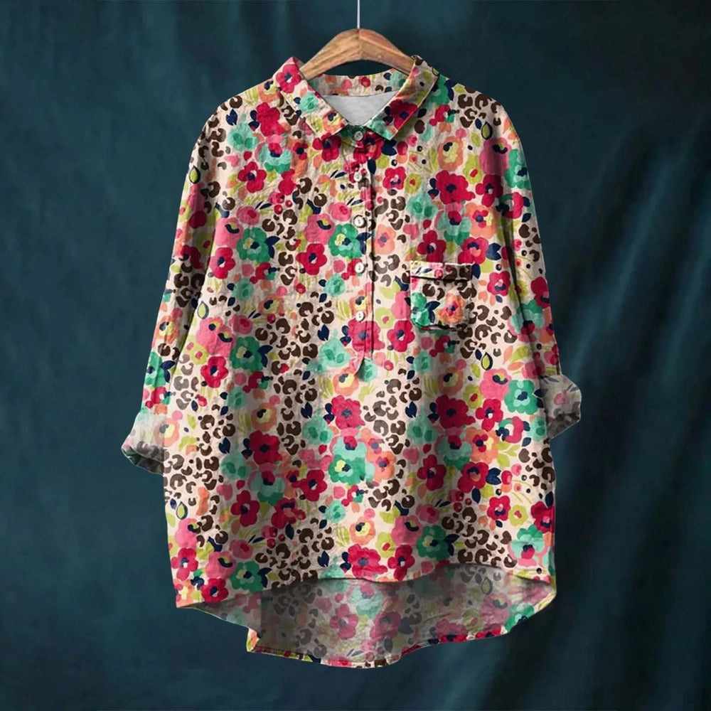 Elegante dames blouse met lange mouw en bloemenprint, veelzijdig voor kantoor of zomerse avonden.